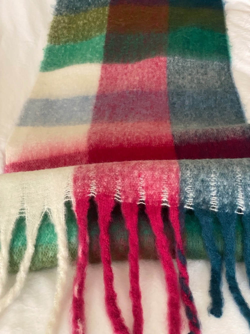 Color blocked mohair scarf